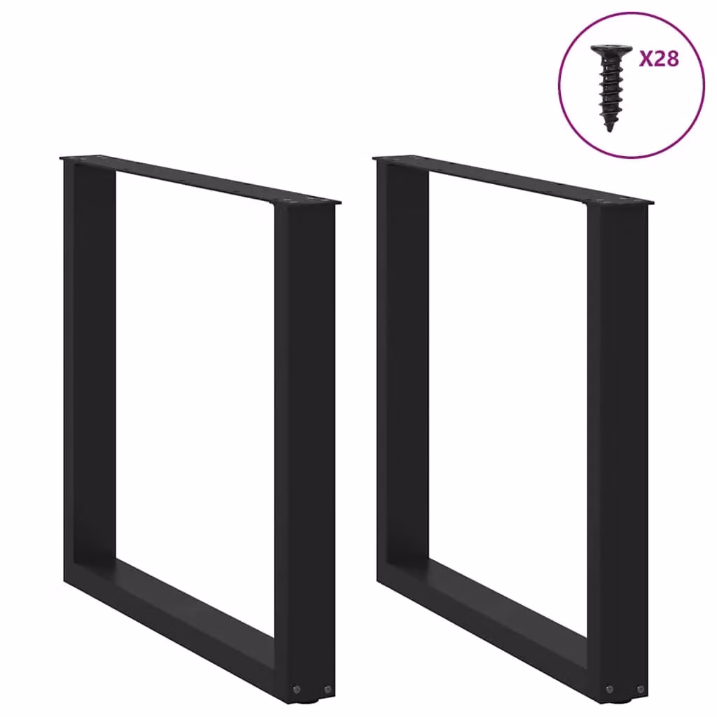 Berkfield Home U-Shaped Steel Coffee Table Legs, Black, H: 72.5 cm, W: 80 cm (Set of 2) – 2