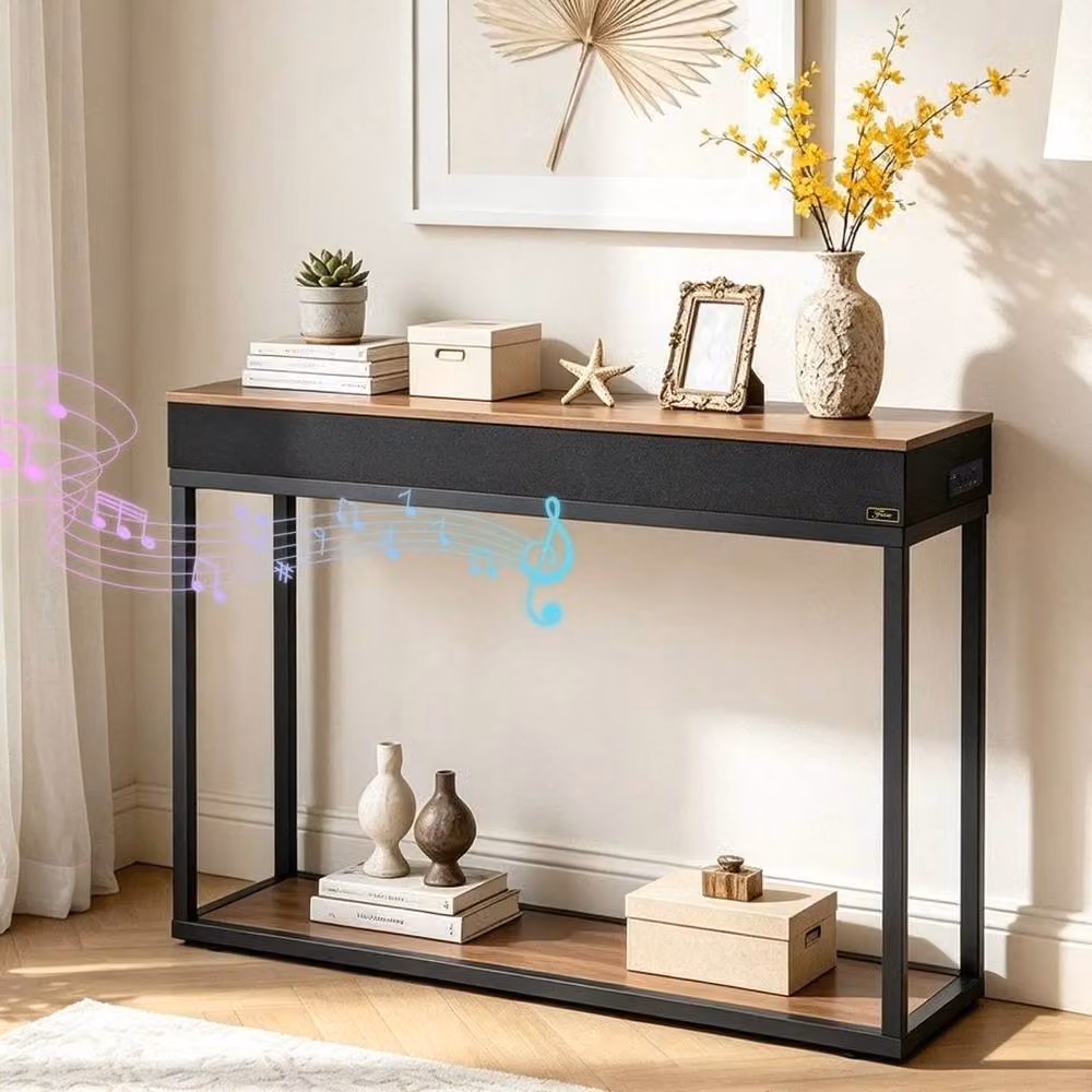 KORVIXA Rustic Brown Console Table for Hallway and Living Room, W/D/H: 100 x 100 cm – 3