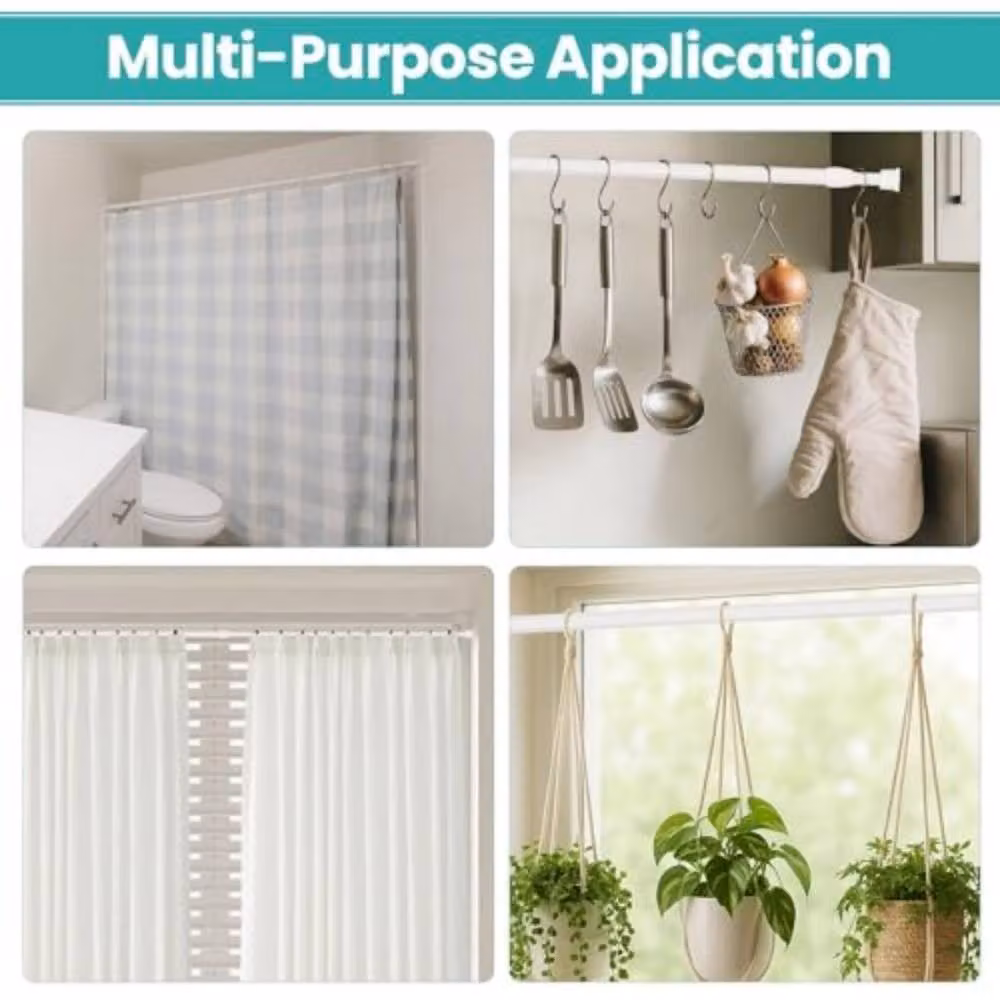 YnysTec White Metal Extendable Telescopic Tension Rod for Net Curtains, Size: 60 cm - 100 cm – 2