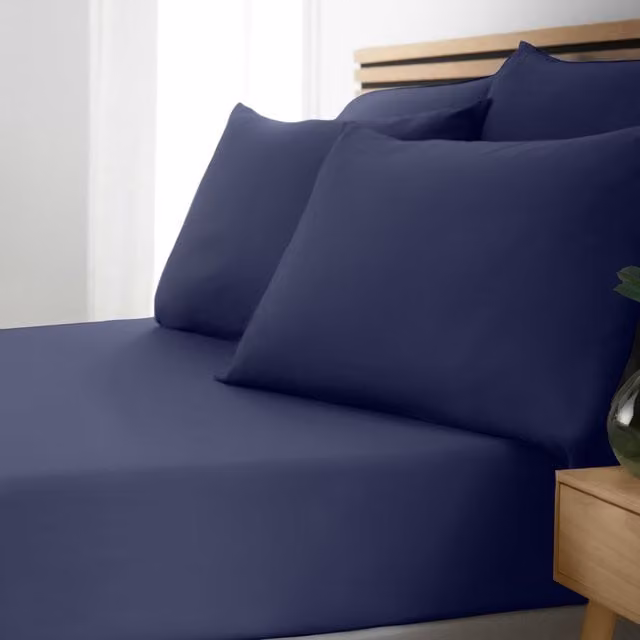 Catherine Lansfield So Soft Non-Iron Microfibre Fitted Sheet Blue W/D/H: 180 x 200 cm – 1