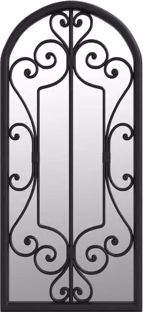 Berkfield Antique Black Metal Wall Mirror for Outdoor Use, W: 100 cm, H: 45 cm