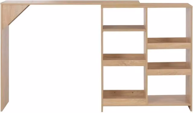 Berkfield Home Comfortable Bar Table with Moveable Shelf in Light Oak, W/D/H: 138 x 39 x 110 cm – 1