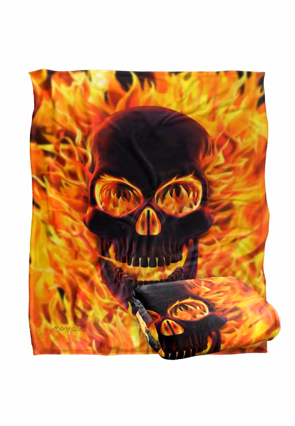 JQ Licensing Royce Mcclure Flaming Skull Silky Touch Super Soft Throw Blanket, White and Multicolour, W: 152 cm, D: 127 cm – 6