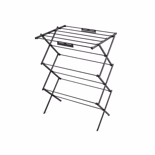 Swan Stealth Ultra-Compact 3 Tier Concertina Airer in Black with 10m Drying Space and Foldable Design