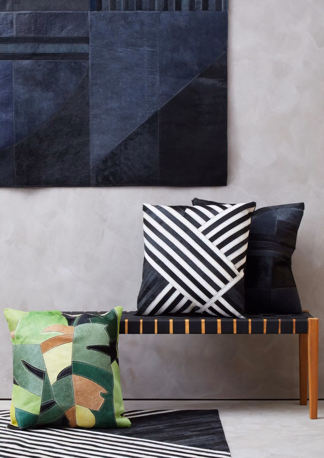 Orsina Bosie Safira Botanical Floral Leather Cushion in Green and Multicolour – 2