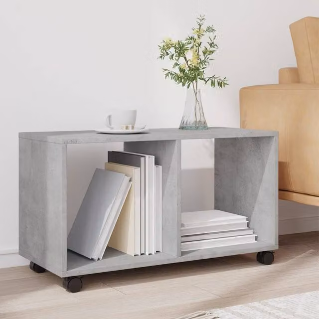 Berkfield Home vidaXL Rolling Cabinet in Concrete Grey, W/D/H: 72 x 33 x 42.5 cm