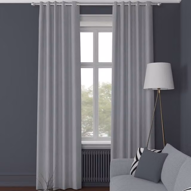 Simply Collection Iowa Silk Essence Made to Measure Blackout Eyelet Curtain in Silver Grey