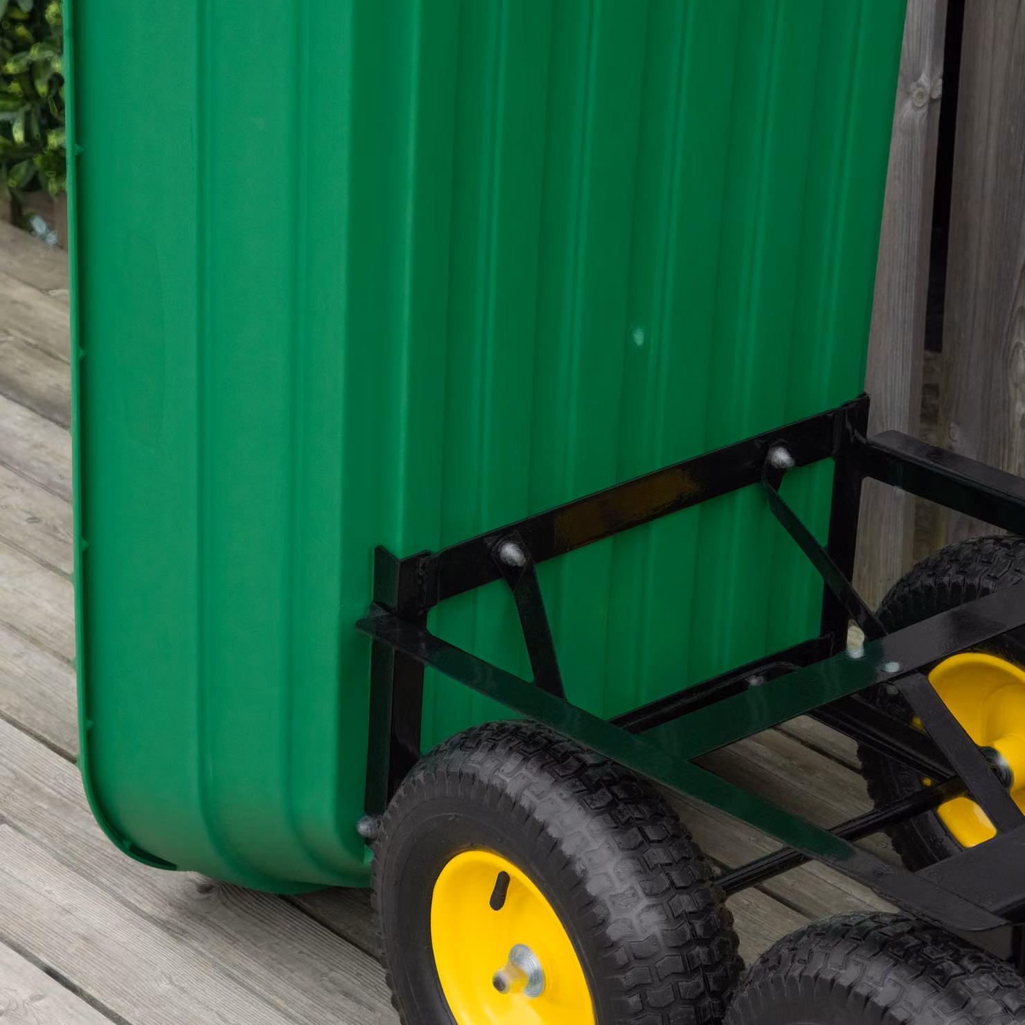 Outsunny 125L Heavy Duty 4 Wheel Garden Trolley Tipping Cart in Green – 7