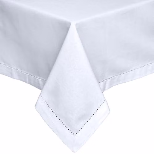 Homescapes Plain White Cotton Rectangular Tablecloth, W/D/H: 137 x 178 cm – 1