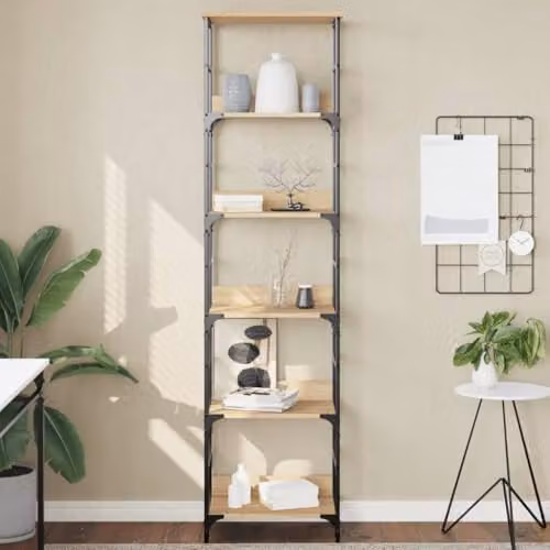 vidaXL Industrial Bookshelf in Sonoma Oak, W/D/H: 50 x 33 x 188.5 cm – 2