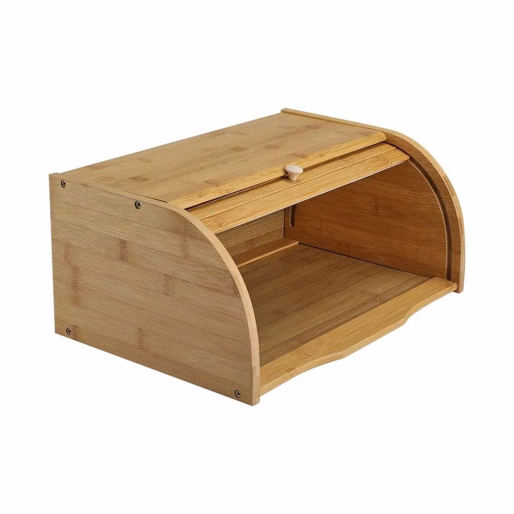 EONLION 1 Tier Bamboo Bread Bin and Kitchen Counter Rack in Brown, Width: 100 cm – 2
