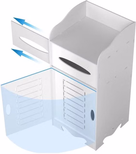 FORGEVIO Slim White Wooden Floor Cabinet with Hinged Doors and Internal Shelves, W/D/H: 60 x 25.5 x 25.5 cm