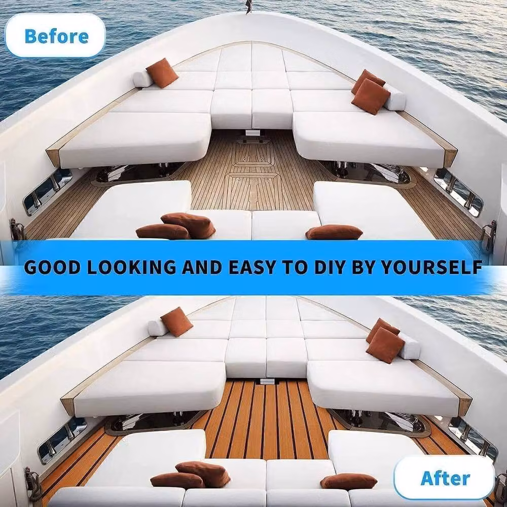 NESTLUNE EVA Foam Deluxe Marine Yacht Boat Flooring Mat, Brown, W: 52 cm, L: 1000 cm – 5