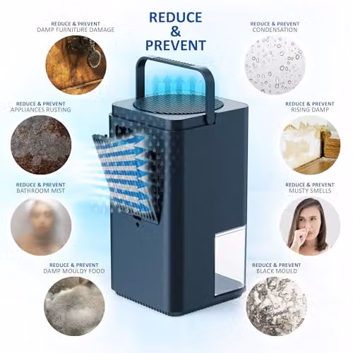 NETTA Mini Dehumidifier with 24-Hour Timer and 7-Colour LED Light, 1.4 l, Black – 3