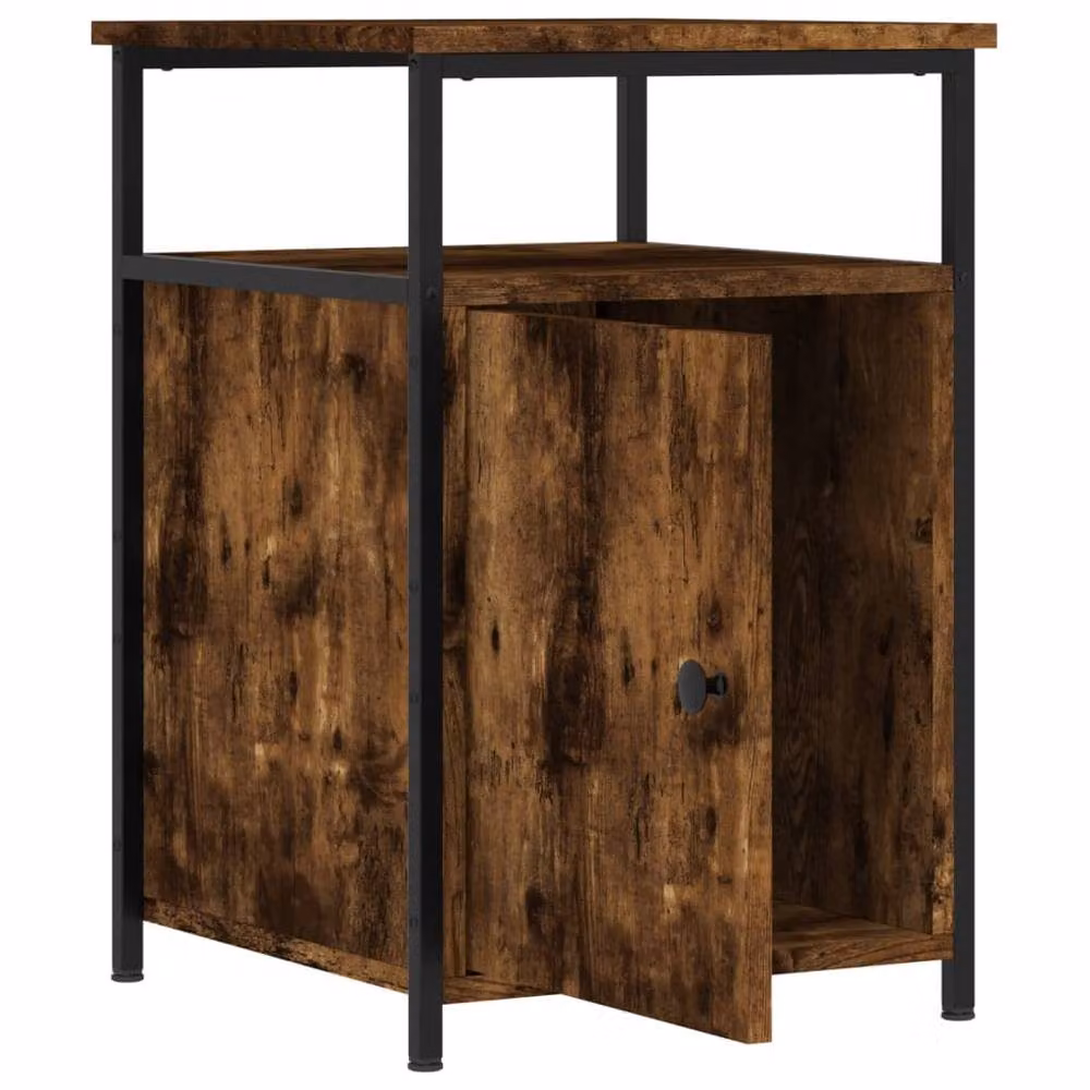 Berkfield Home Set of 2 Durable Bedside Cabinets in Smoked Oak Brown, W/D/H: 40 x 42 x 60 cm – 5