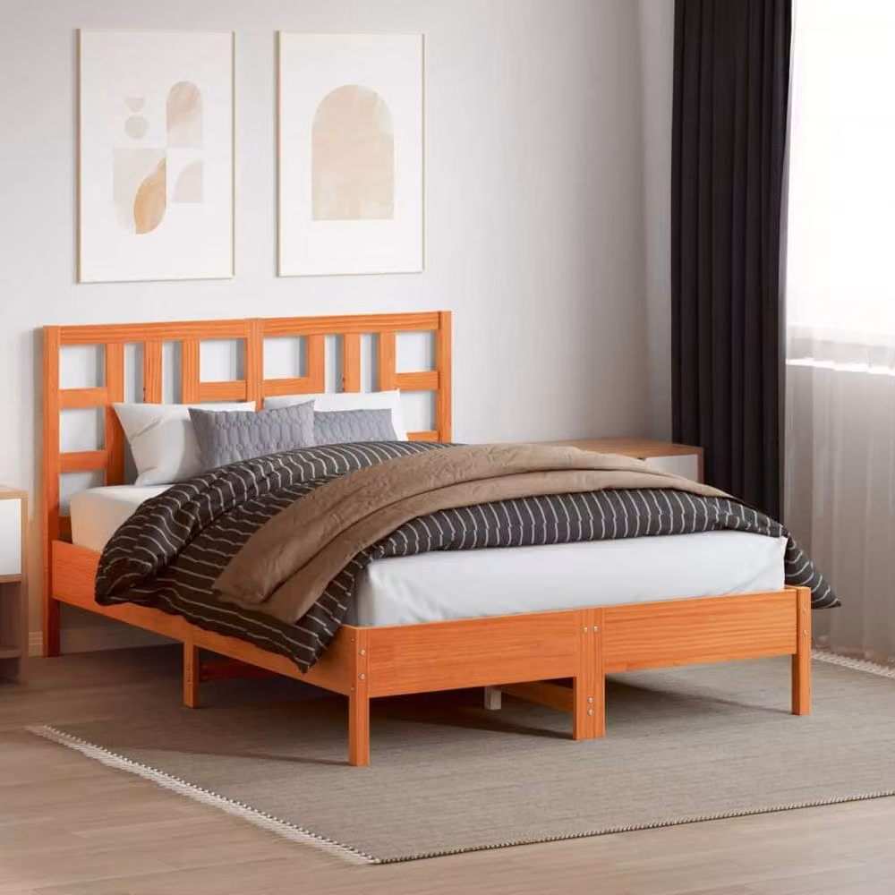 Berkfield Home Rustic Solid Wood Pine Headboard in Waxed Brown, Width: 150 cm – 3