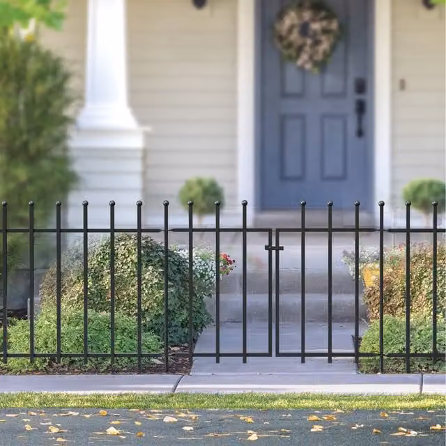 Panacea Primrose Ball Top Fence Section in Black Galvanised Steel