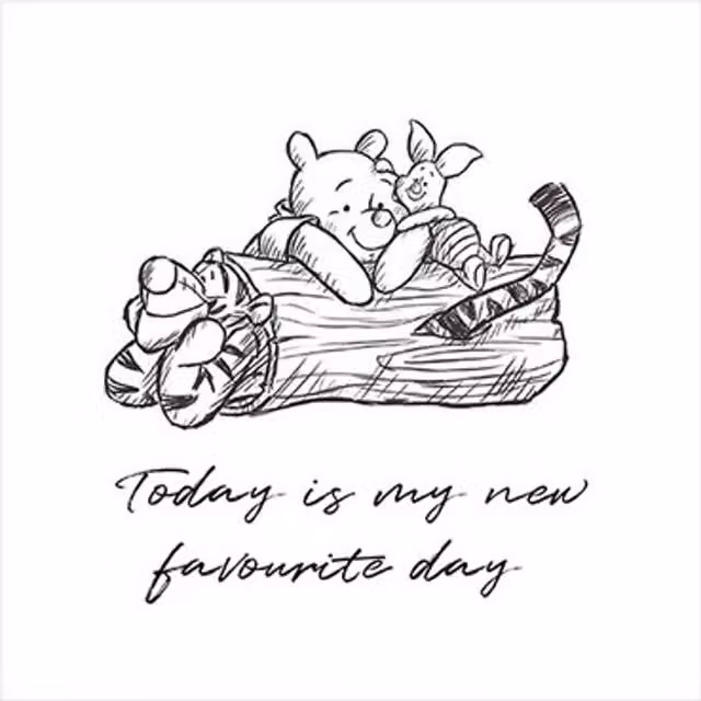 Disney Winnie the Pooh Today Is My New Favourite Day Paper Poster in Black