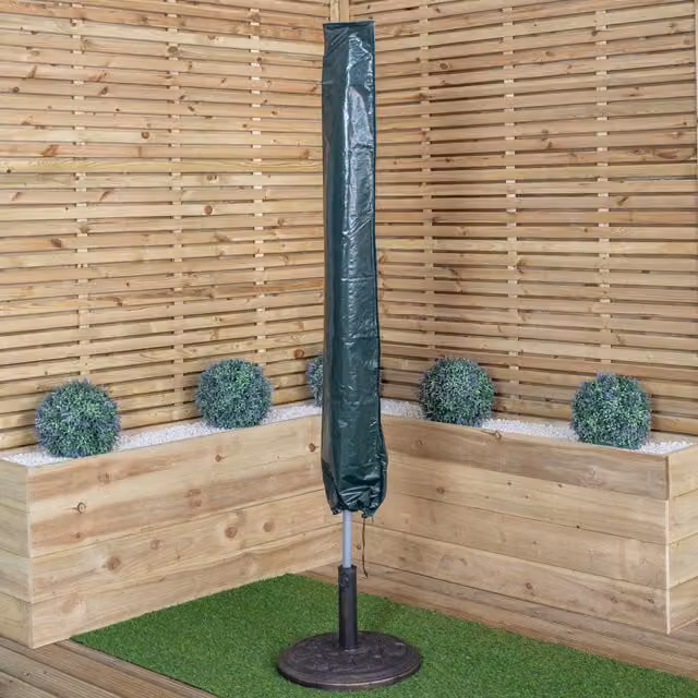 Kingfisher Waterproof Green Garden Parasol Cover, H x W x D: 150 x 28 x 18 cm