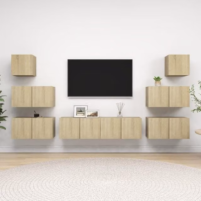 Berkfield Home 8 Piece Sonoma Oak TV Cabinet Set in Brown