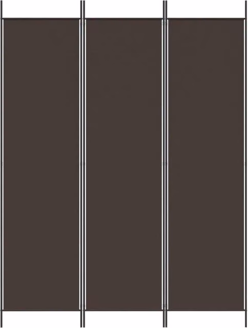 Berkfield Home 3-Panel Room Divider in Brown Fabric and Metal, W/H: 150 x 200 cm – 1