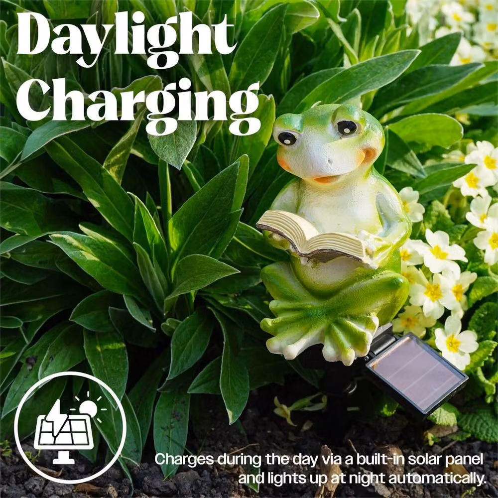 NESTLUNE LED Solar Frog Garden Stake Light, Green, H 100 cm x W 15 cm – 2