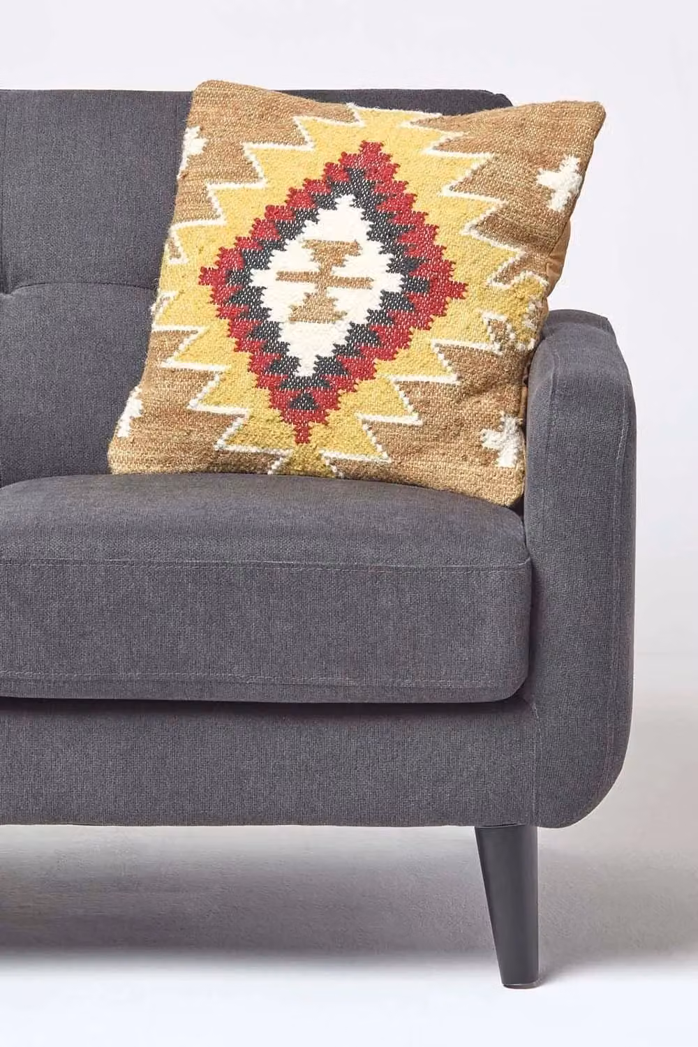 Homescapes Handwoven Brown Ethnic Kilim Cushion with Feather Filling, W/D/H: 45 x 45 x 45 cm – 2