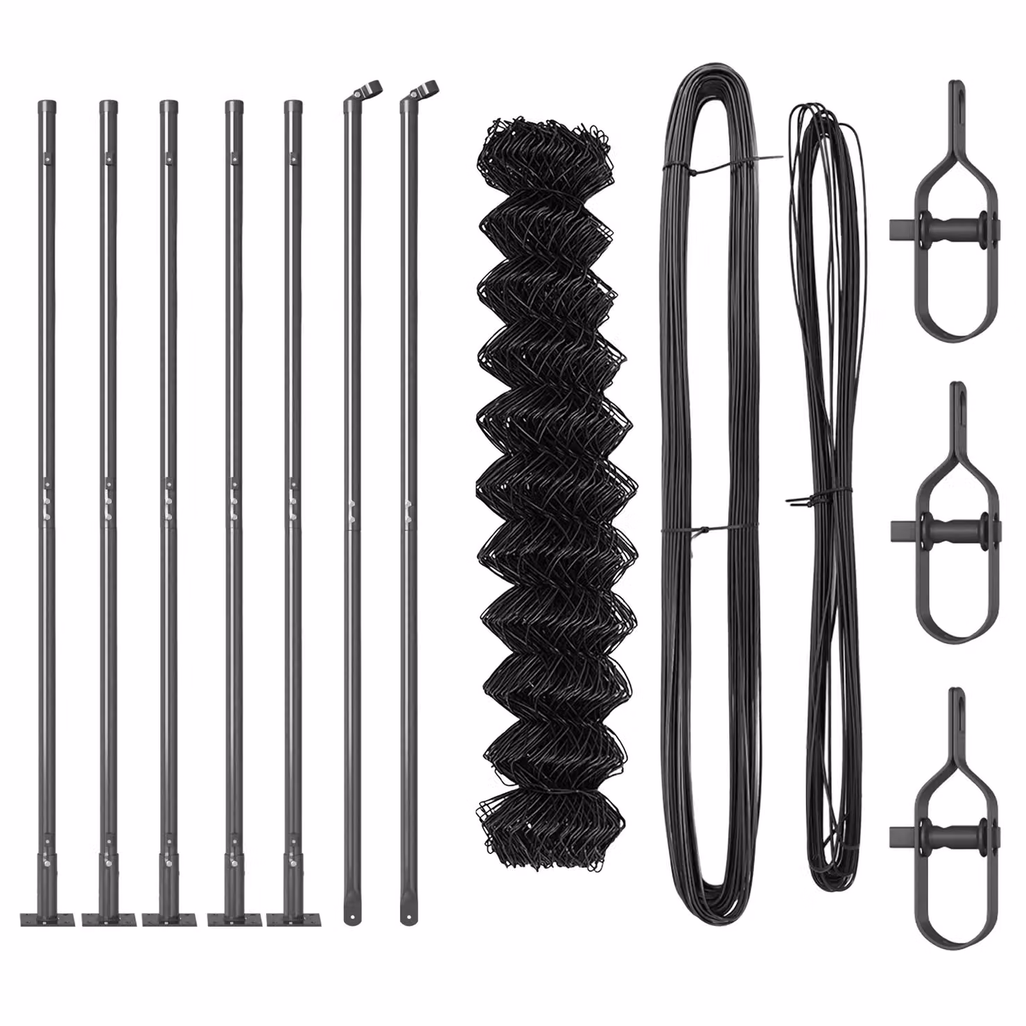 Berkfield Home Grey Galvanised Steel Chain Link Fence with 7 Flanged Posts, H: 120 cm, W: 10 m – 3