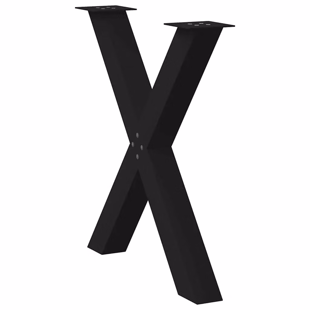 Berkfield Home X-Shaped Dining Table Legs, 3 Piece Set, Black Steel, H: 72.5 cm, W: 80 cm – 3
