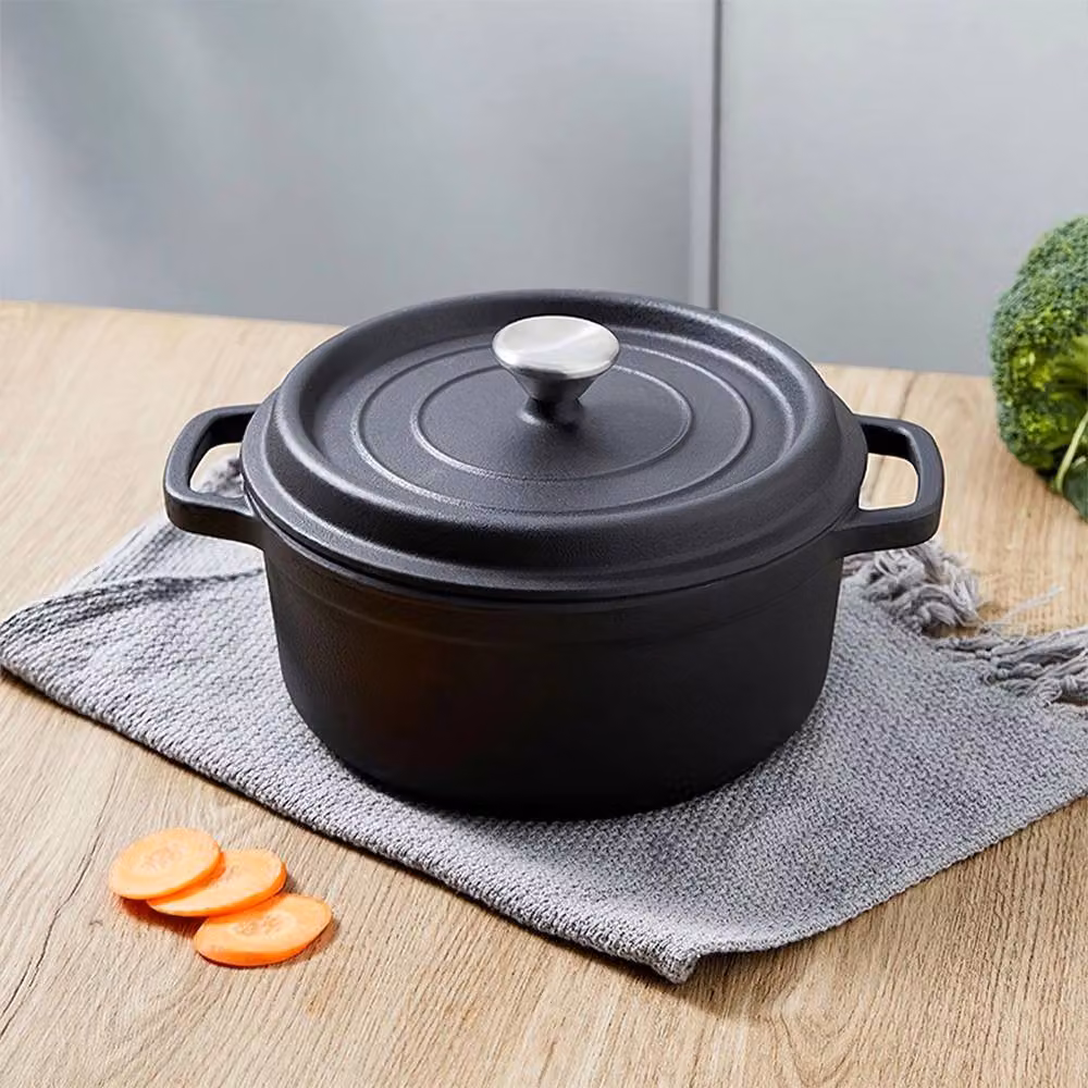 Kelvenix Black Cast Iron Casserole Dish and Dutch Oven Pot – 5