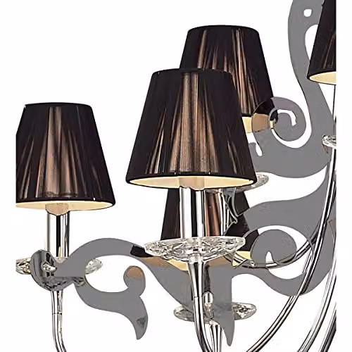 Netlighting Inspired Mantra Acanto Round 9 Light Pendant, Polished Chrome with Black and Grey Fabric Shades, E14 – 6