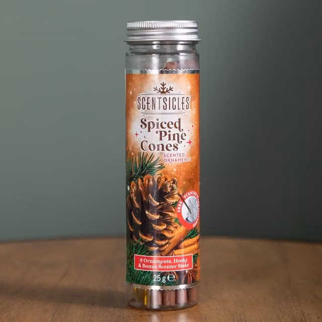 Samuel Alexander Spiced Pine Cones Scented Christmas Scentsicles with 6 Hanging Hooks, Green and Brown, 25g