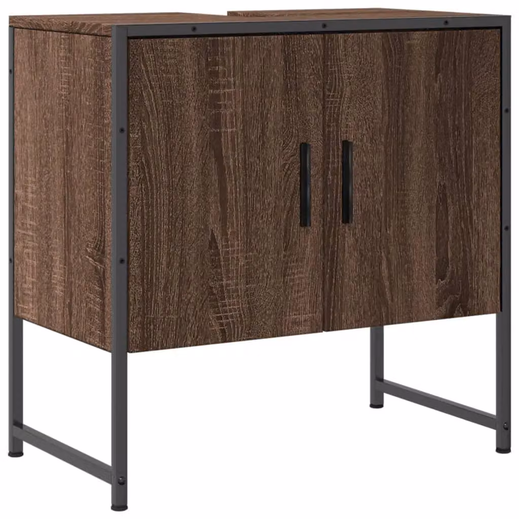 Berkfield Home Brown Oak Wall Mounted Bathroom Sink Cabinet W/D/H: 60 x 33 x 60 cm – 2