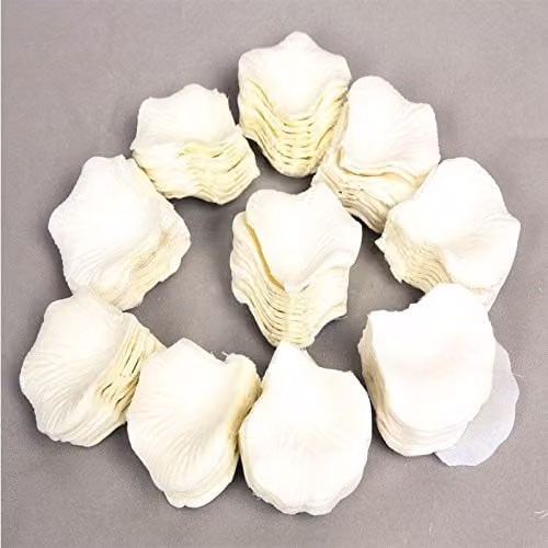 Shatchi 1000pcs Silk Rose Petal Confetti in White and Beige for Wedding, Anniversary and Mother's Day Table Decorations – 2