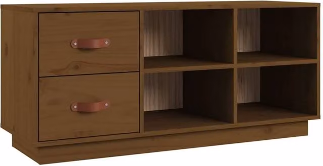 Berkfield Home Rustic Honey Brown Solid Wood Pine Shoe Bench, W/D/H: 100 x 34 x 45 cm