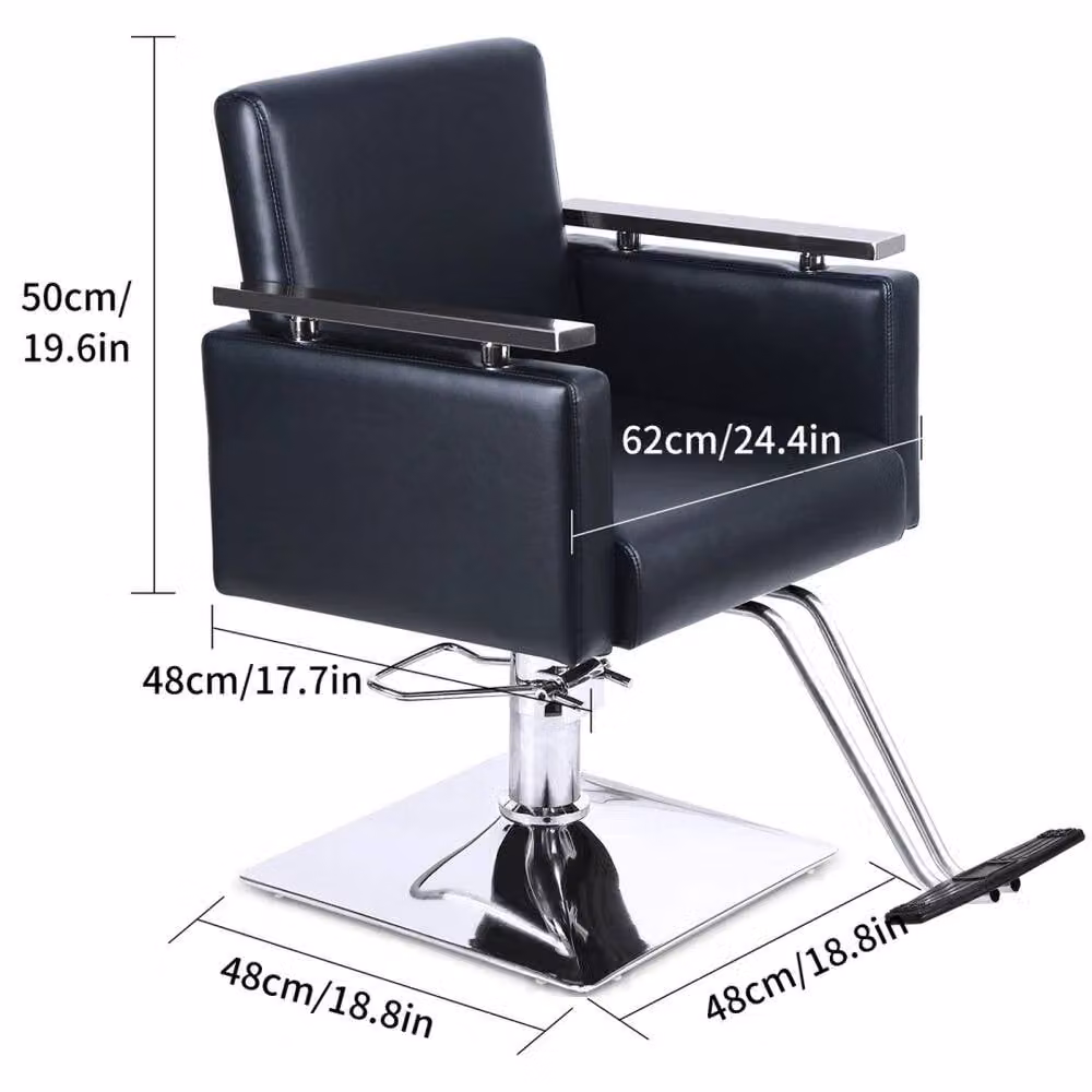Kelvenix Black Swivel Barber Chair with Armrests and Height Adjustment – 2