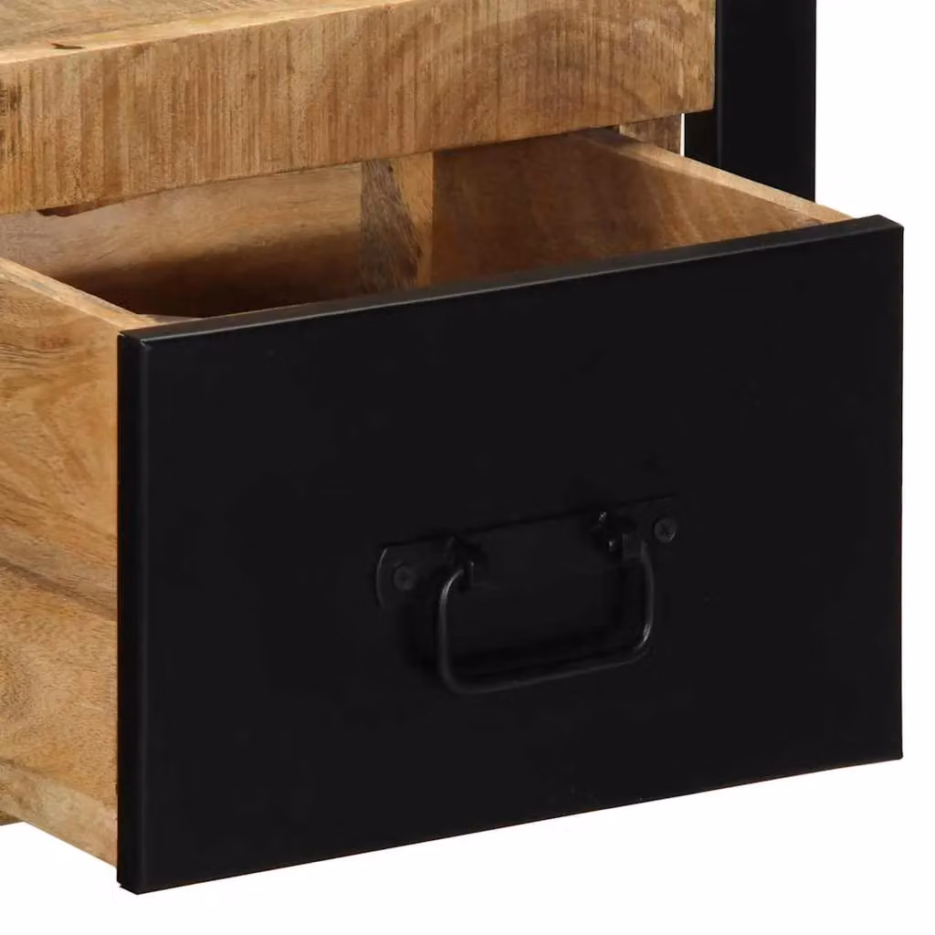 Berkfield Home Set of 2 Rustic Mango Wood Bedside Cabinets in Brown, W/D/H: 40 x 35 x 25 cm – 6