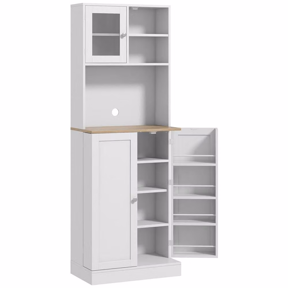 Wyld Haus Tabetti Modern White Kitchen Storage Tall Unit with Glass Doors, W/D/H: 60.0 x 35.0 x 169.0 cm – 2