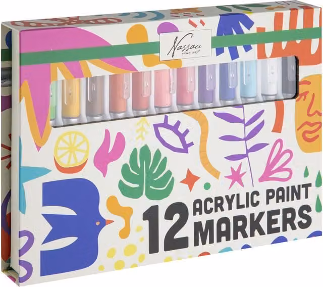 Totum Acrylic Paint Markers, 12 Piece Multicolour Set