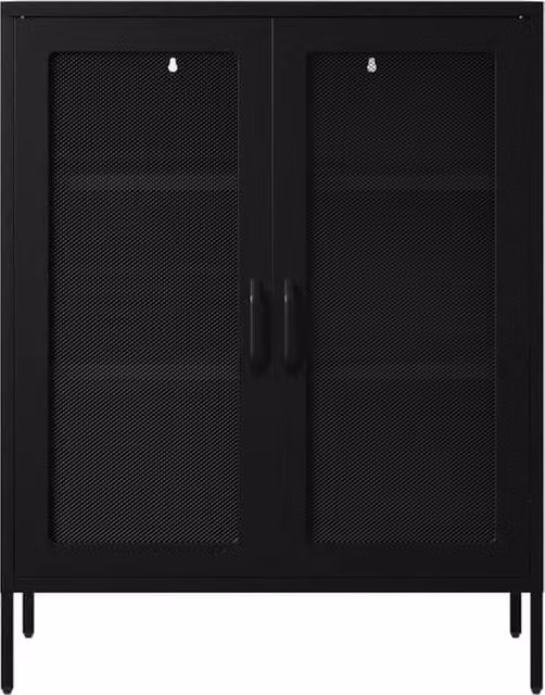 Lemon Pavilion Furniture Reuben Industrial Storage Cabinet in Black Metal with Glass Doors, W/D/H: 80.0 x 40.0 x 102.0 cm – 1