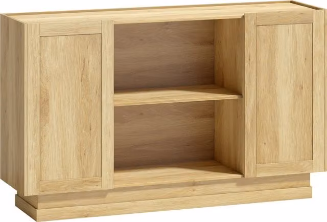 HOMCOM Rustic Brown Wood Sideboard Buffet Cabinet with 2 Open Shelves and 2 Cupboards with Soft Close Doors