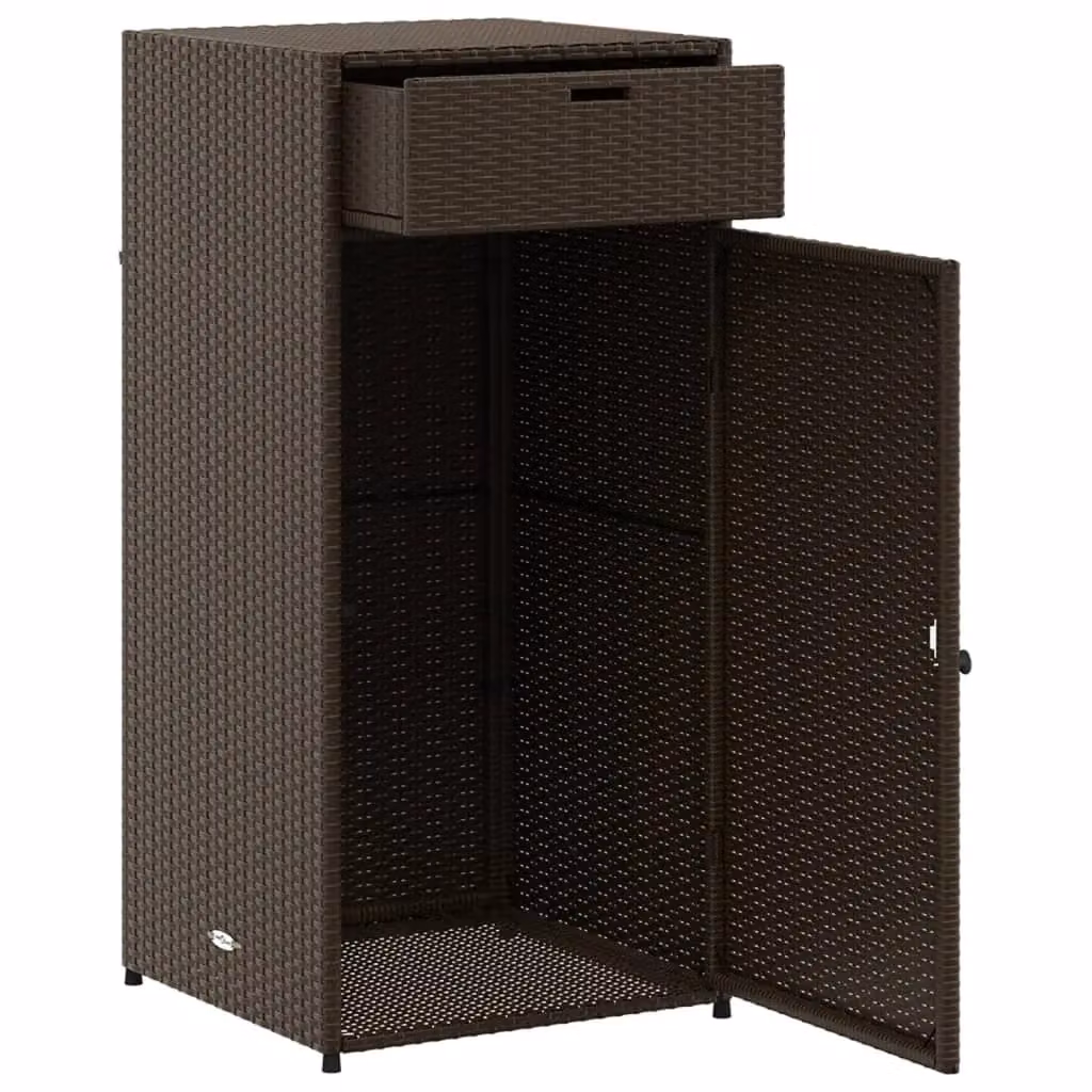 Berkfield Home Brown Poly Rattan Garden Storage Cabinet W/D/H: 55 x 55 x 111 cm – 3