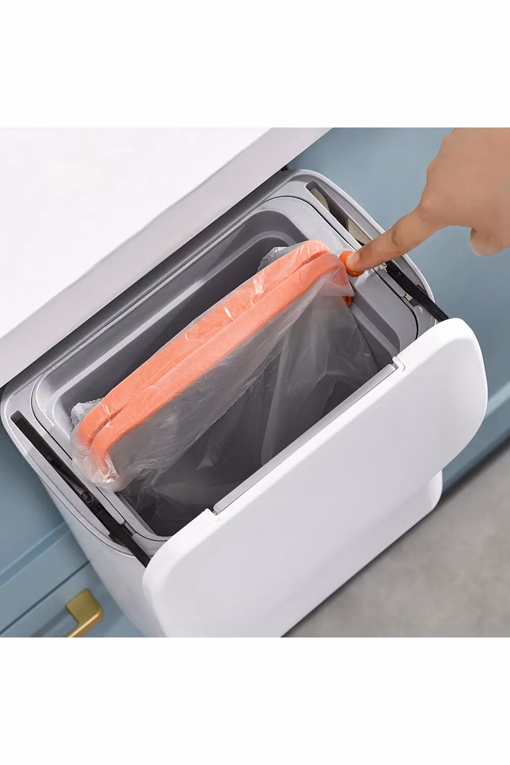 Living and Home 9L Hanging Waste Bin Cabinet Door Dustbin with Flip Lid and Odour Filter, White – 3