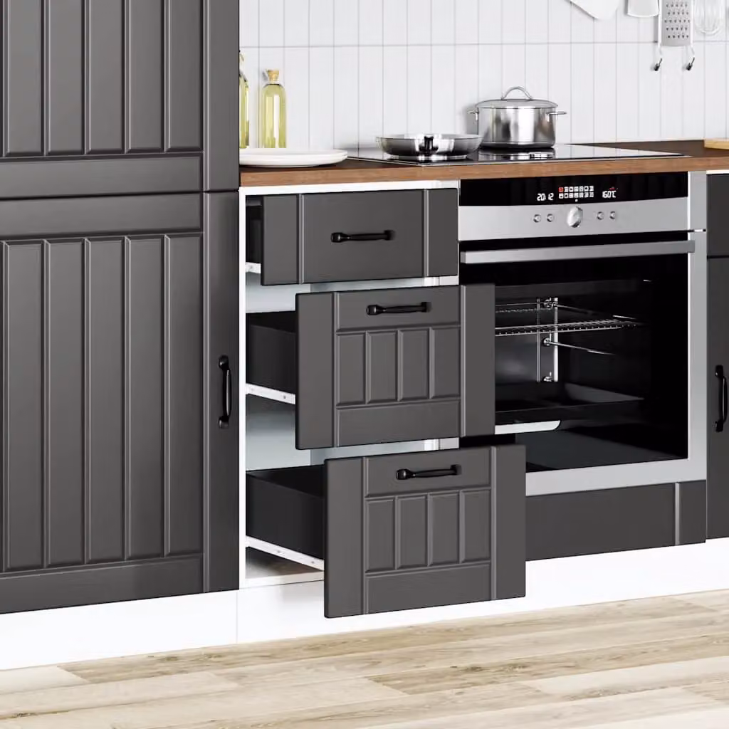 Berkfield Home Lucca Black Matt Kitchen Base Unit in MDF – 2