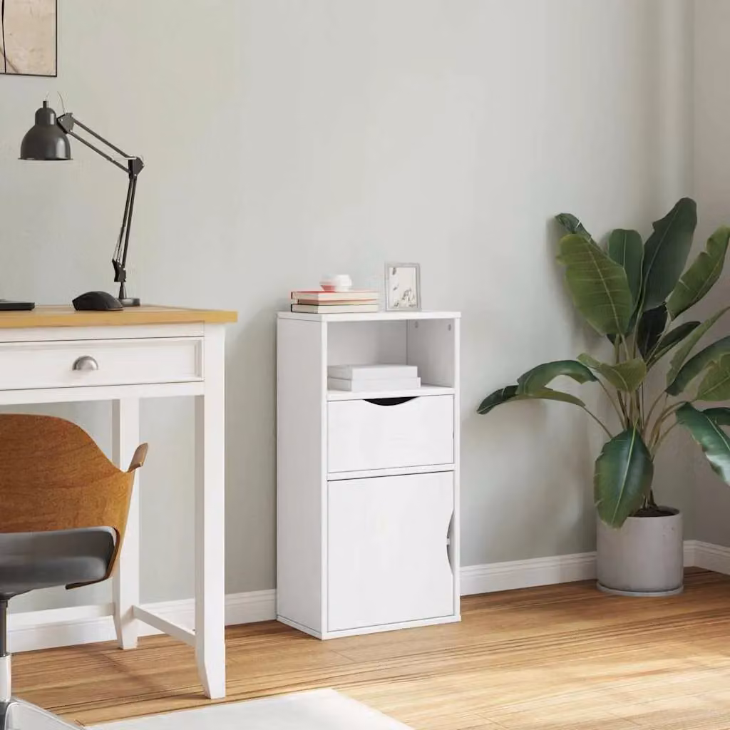 Berkfield Home ODDA Side Cabinet with Drawer in White Solid Pine, W: 40 cm, D: 24 cm, H: 79 cm – 2