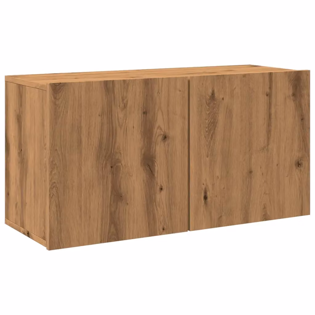 Berkfield Home Wall-mounted Artisan Oak TV Cabinet in Brown, W/D/H: 80 x 30 x 41 cm – 2