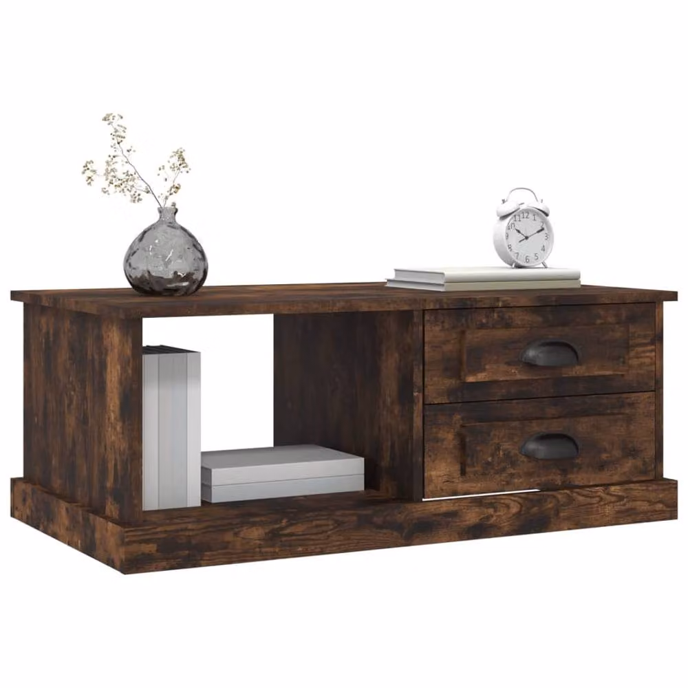 Berkfield Home Smoked Oak Coffee Table in Brown, W/D/H: 90 x 50 x 35 cm – 3