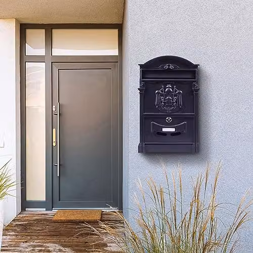 mysmartbuy Wall Mounted Lockable Letterbox in Black, Steel, H41 x W25.5 x D9 cm – 3