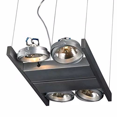 Linea Verdace LV 51621/A Industrial Aluminium Pendant Ceiling Light in Silver and Grey, W: 160 cm, D: 52 cm, H: 32 cm