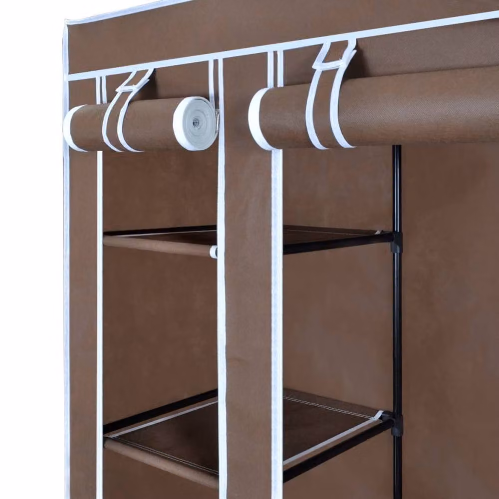 Berkfield Home Durable Fabric Wardrobe with Compartments and Hanging Rod, Brown, W/D/H: 45 x 45 x 176 cm – 2